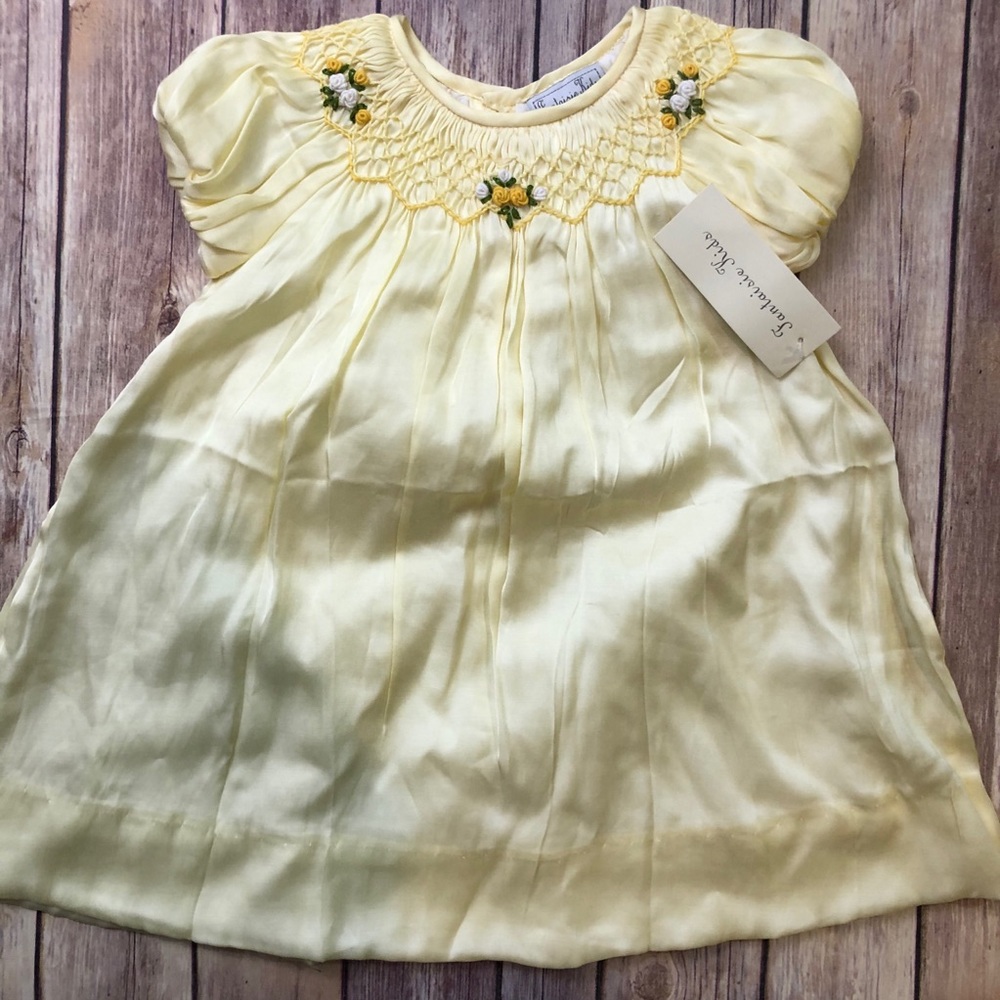 Fantaisie kids yellow smocked dress